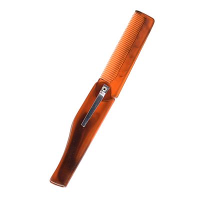 Foldable Travel Comb for Men's Hair and Mustache, Brown Plastic