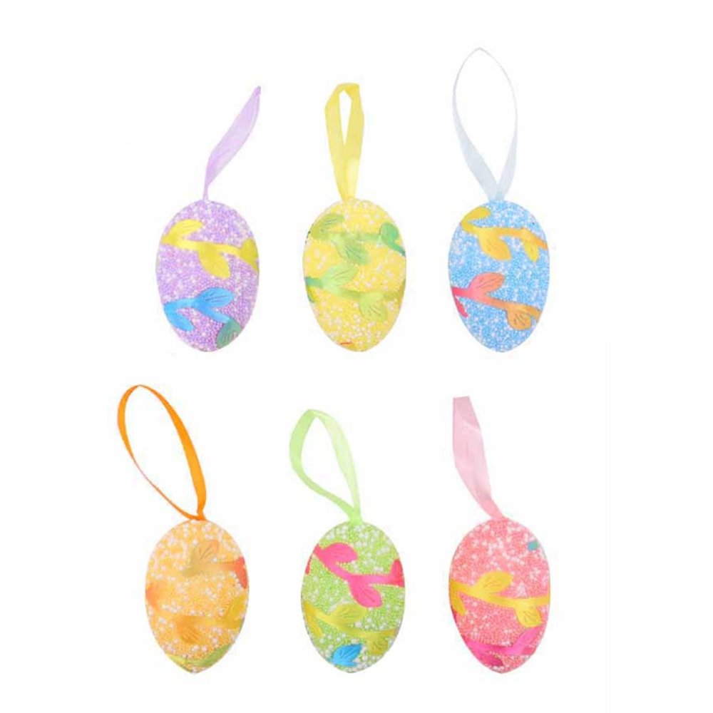 Ruarby Colorful Hanging Eggs, 6 Count, Small Foam, 60 x 40 mm