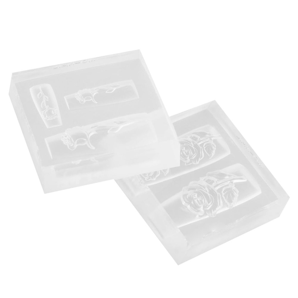 LOLIPPYY 3D Transparent Silicone Nail Art Molds, 2-Piece, Floral Design