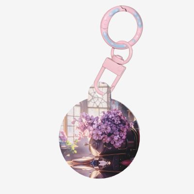 Personalized Pet Tag, Purple Flowers, Small Size