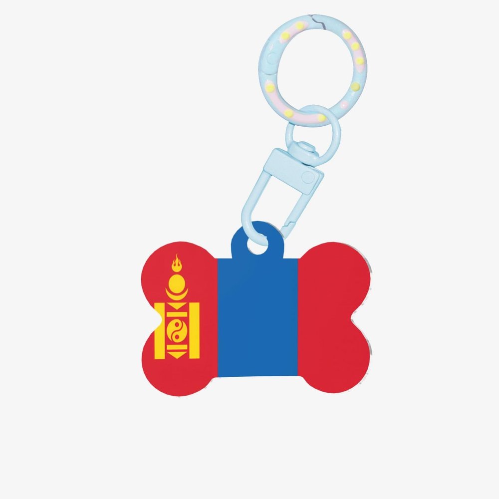 Personalized Pet Tags with Mongolian Flag