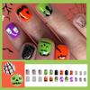 Viugex 24-Piece Halloween Press-On Nails, Short Square, Black Forest with White Ghosts and Yellow Flowers view 2