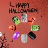 Viugex 24-Piece Halloween Press-On Nails, Short Square, Black Forest with White Ghosts and Yellow Flowers view 3
