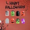 Viugex 24-Piece Halloween Press-On Nails, Short Square, Black Forest with White Ghosts and Yellow Flowers view 4