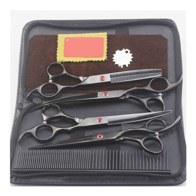 Professional Curved Dog Grooming Scissors for Trimming Animal Hair (Black)