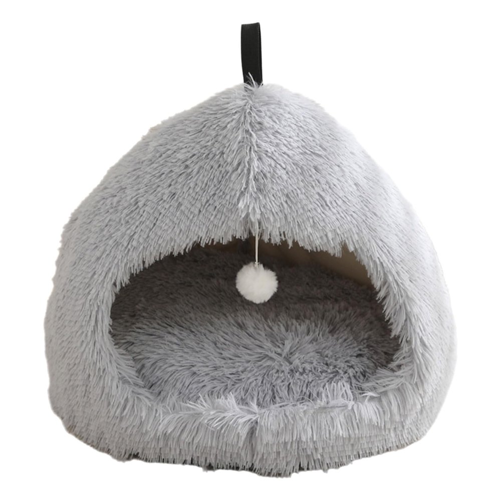 GKYQVE Soft Plush Indoor Pet House with Hanging Toy