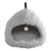 GKYQVE Soft Plush Indoor Pet House with Hanging Toy view 1