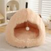 GKYQVE Soft Plush Indoor Pet House with Hanging Toy view 3