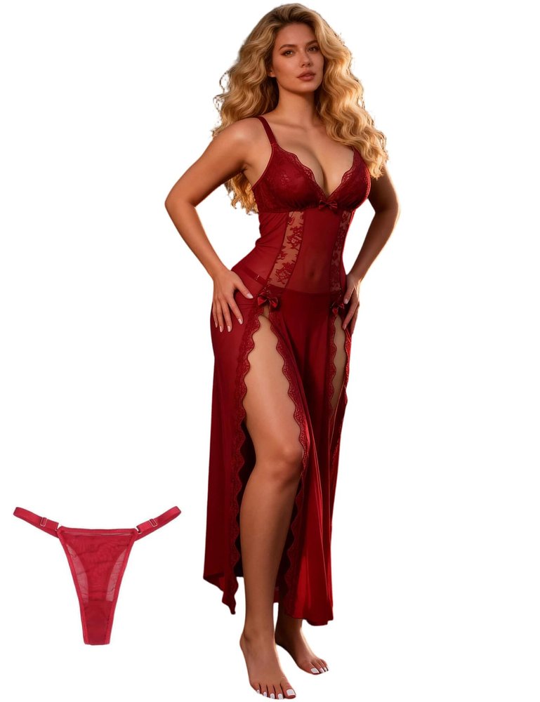 Women's Sexy Plus-Size Babydoll Negligee, Red, M