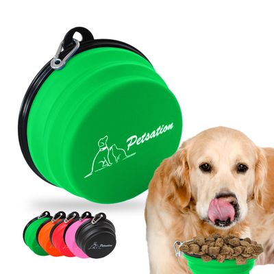 PETSATION Original Collapsible Dog Bowl for Travel, 350 ml, Green