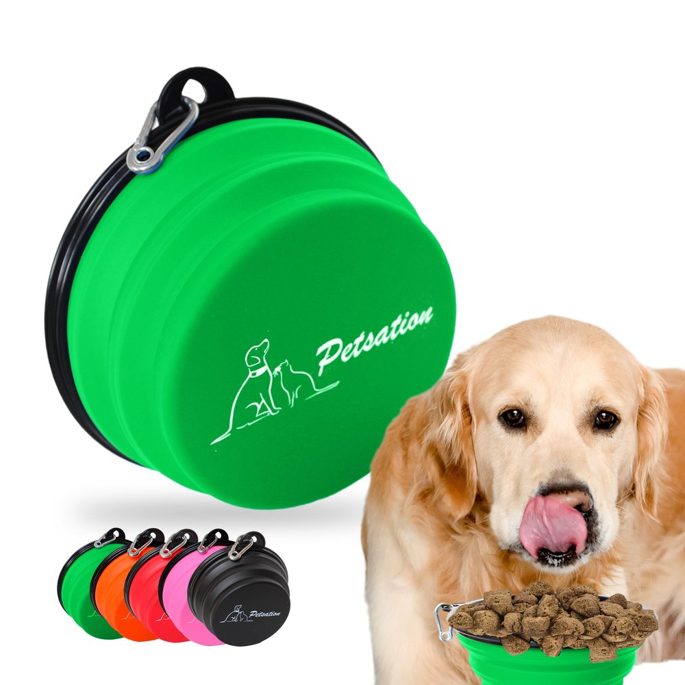 PETSATION Original Collapsible Dog Bowl for Travel, 350 ml, Green