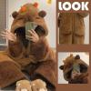 Generic Women's Sheer Capybara-Print Button-Up Robe Set with Blanket and Removable Jumpsuit, Brown, L-2 view 2