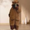 Generic Women's Sheer Capybara-Print Button-Up Robe Set with Blanket and Removable Jumpsuit, Brown, L-2 view 3