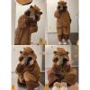 Generic Women's Sheer Capybara-Print Button-Up Robe Set with Blanket and Removable Jumpsuit, Brown, L-2 view 4