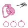 Men's Micro Chastity Cage with Lock and 4 Rings, Pink, M view 2