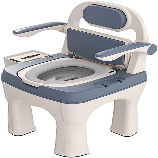 Toilet Chair for Adults with Armrests and Soft Back Cushion