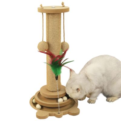 Cat Scratching Ball Toy with Teaser Wand and 2 Sisal Balls