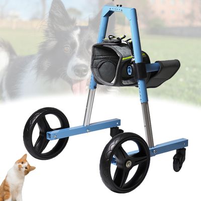 Adjustable Front-Leg Pet Wheelchair, Lightweight 4-Wheel Dog Cart with Support Harness