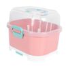 BAZEITFLOW High-Capacity Baby Bottle Drying Rack with Lid, Pink view 1