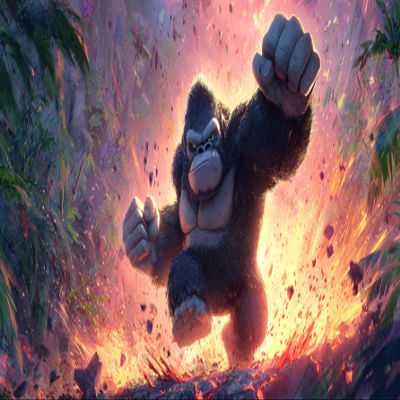 Monster Gorilla Action Comic Jungle Theme Rectangular Edible Cake Topper - 200 g