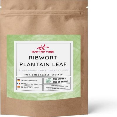 Herbs From Poland Dried Ribwort Plantain, Whole Natural Herb, No Artificial Additives, Ideal for Infusions and Seasoning (500 g)