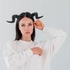 Beaupretty Black Demon Horn Headband with Removable Horns view 3