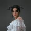 Beaupretty Black Demon Horn Headband with Removable Horns view 4