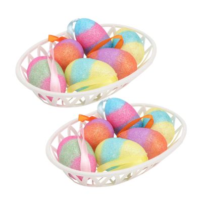 FUNOMOCYA Colorful Easter Egg Decorations, Durable Plastic, 2 Sets, 4 x 6 cm, Random Color