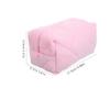 POPETPOP Small Pink Plush Plaid Cosmetic Bag with Zipper view 2