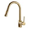 YCVAWEOD Gold Pull-Down Kitchen Faucet, High-Arc, 2 Spray Modes view 1