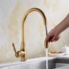 YCVAWEOD Antique Brass Pull-Out Kitchen Faucet with 360-Degree Rotation, Single Handle, Deck-Mounted Sink Mixer Tap, Retro Kitchen Style LWX view 3