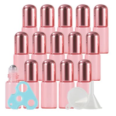 3 mL Pink Glass Roll-On Bottles, 50-Pack