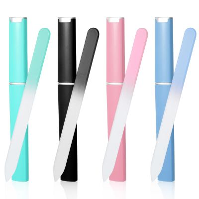 Wanmu 4-Piece Professional Glass Nail File Set with Cases