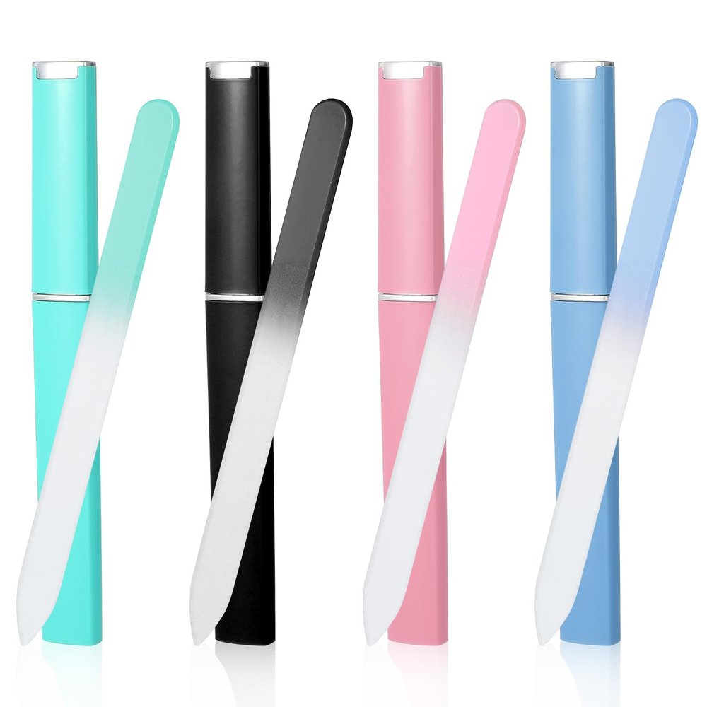 Wanmu 4-Piece Professional Glass Nail File Set with Cases