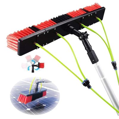 Telescopic Window Cleaning Pole with 50 cm Brush Head, Water-Fed, Extendable Cleaner for Conservatories, Roofs, Solar Modules, and Photovoltaic Systems