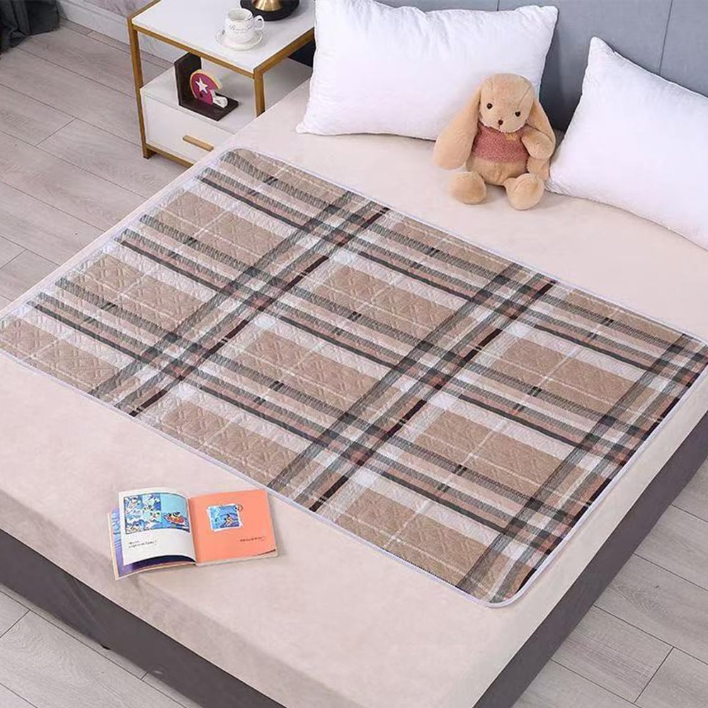 Highdi Washable Incontinence Bed Pad for Children and Seniors, Waterproof Non-Slip Absorbent Mattress Protector, Sun Brown, 70 x 90 cm