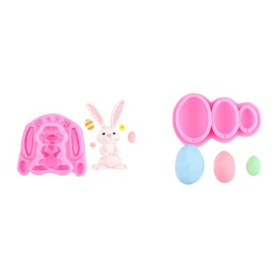 2-Piece Silicone Fondant Mold, Rabbit Egg Shape