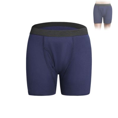 Alldry Men's Ultra-Absorbent Incontinence Boxer Briefs, Reusable, Blue, L