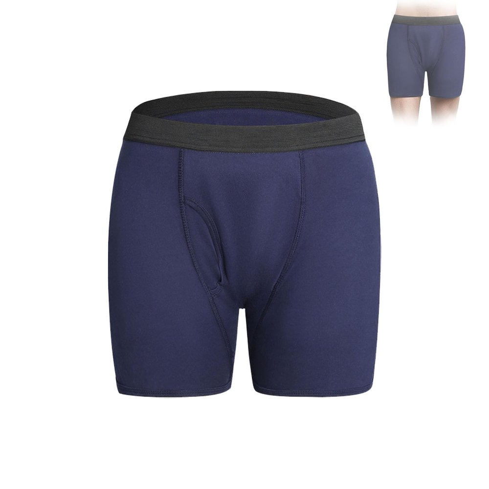 Alldry Men's Ultra-Absorbent Incontinence Boxer Briefs, Reusable, Blue, L