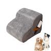 Dog Stairs for Small Dogs, Washable Plush Cover, Pet Stairs for Bed, Sofa, Couch and Car, Non-Slip, Low Incline (Gray, 48 × 40 × 30 cm, 2 Steps) view 1