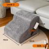 Dog Stairs for Small Dogs, Washable Plush Cover, Pet Stairs for Bed, Sofa, Couch and Car, Non-Slip, Low Incline (Gray, 48 × 40 × 30 cm, 2 Steps) view 2