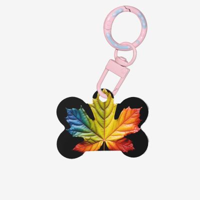 Colorful Maple Leaf Personalized Acrylic Pet ID Tags