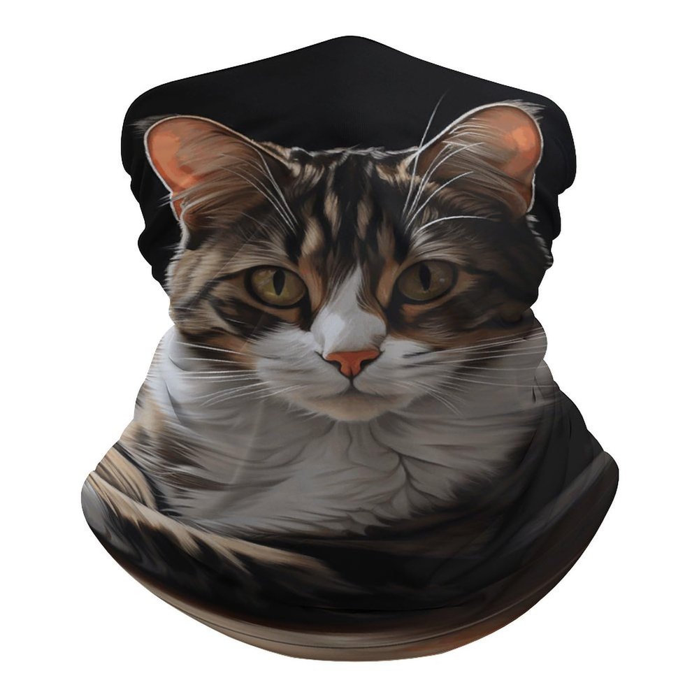 Seamless Half-Face Scarf, Tiger Cat Face Covering, Quick-Drying Magic Headband for Women, Motorcycling and Yoga