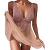 Women's Sexy Party Outfit Pajama Lingerie Set, Sheer Lace Strappy Underwear, Christmas (L) view 1