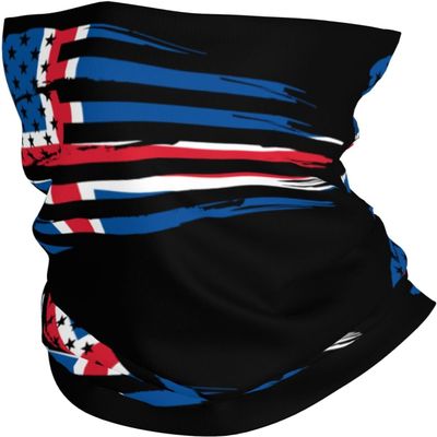 Comfortable Face Covering, American and Icelandic Flags, Stylish Headscarf Balaclava for Hiking, Men and Women, 26 x 30 cm