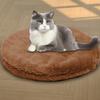 Calming Cat Bed, Washable Flannel Pet Mat, Double-Sided, Brown, Round, 55 cm view 1
