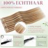 Elailite Clip-In Human Hair Extensions, Silk Lace Wefts, 6 Pieces, 31 g, 25 cm, #6P613 Light Brown/Light Blonde view 2