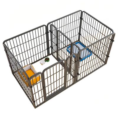 MIDUOLAI Black Metal Dog Playpen, 160 × 80 × 80 cm, 7-Piece Adjustable Indoor/Outdoor Pen for Small to Medium Dogs