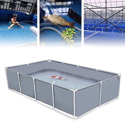 Temporary Fish Holding Tank with Drain Valve, Easy to Assemble, 1 x 1 m Canvas Aquarium Pool for Turtle Breeding
