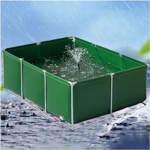 Temporary Fish Holding Tank with Drain Valve, 1 x 1 m Canvas Aquarium Pool for Turtle Breeding